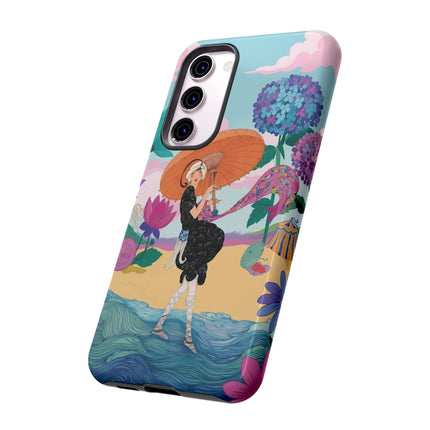 🌊☂️ The Lady Of The Flowered Seashore Phone Case – Art Deco Seaside Fashion