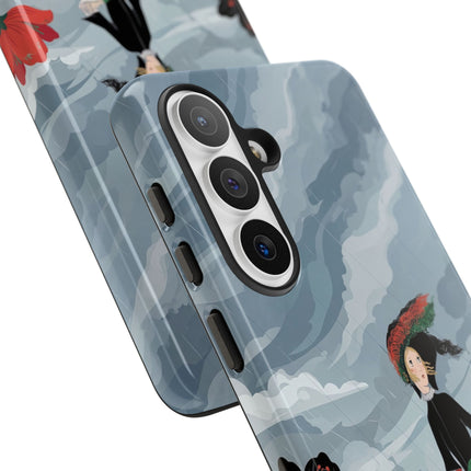 🌧️🌺 The Stormy Flower Walk Phone Case – Art Deco Floral Fashion