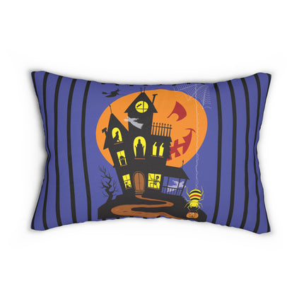Halloween Night at the Haunted House Spun Polyester Lumbar Pillow