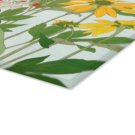 Clerodendrum & Rudbeckia by Tanigami Kônan Glass Cutting Board
