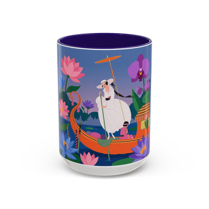 The Lady Of The Lotus Voyage Colorful Mugs – Art Deco Botanical Elegance