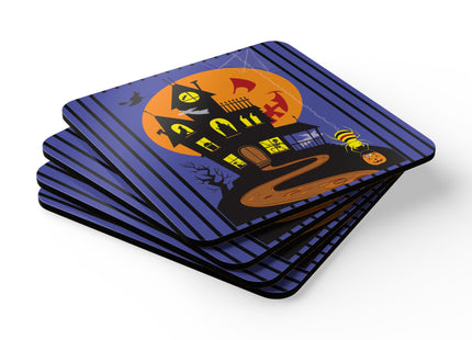 Halloween Night at the Haunted House Corkwood Coaster Set