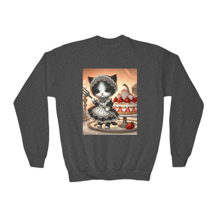 Patisserie Kitten Youth Crewneck Sweatshirt – Sweet Charm, Cozy Comfort & Storybook Delight