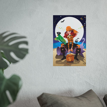 Moonlit Pirate Halloween Fine Art Posters