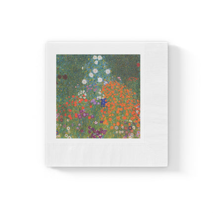 Cottage Garden by Gustav Klimt White Coined Napkins