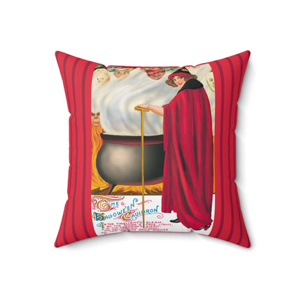 The Hallowe'en Cauldron In the Firelight's Gleam Spun Polyester Square Pillow