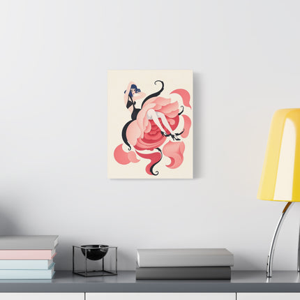 🌹🖤 The Lady Of The Blushing Rose Matte Canvas – Art Deco Fashion Illustration