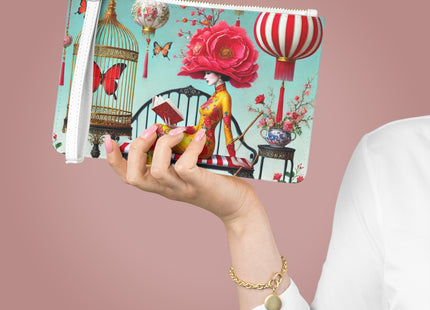 Reading In A Painted Garden Clutch Bag