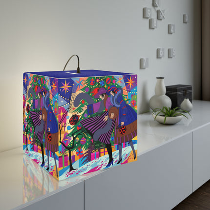🎄✨Christmas Among The Twinkling Trees Light Cube Lamp – Art Deco Holiday Fantasy
