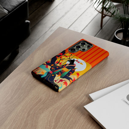 Black Cat in Kimono Phone Cases