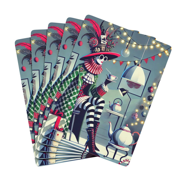 Whimsical Christmas Tea Party Playing Cards