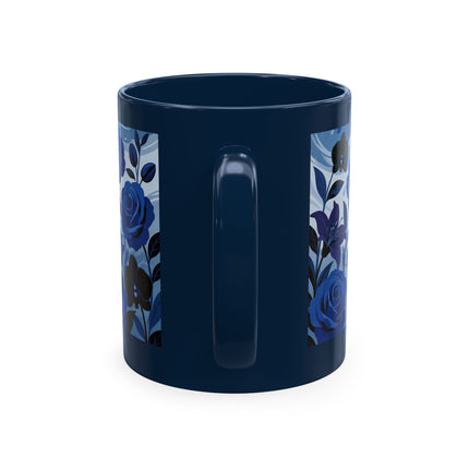 ☔💙 The Lady In The Blue Rain Garden Ceramic Mug – Art Deco Floral Elegance