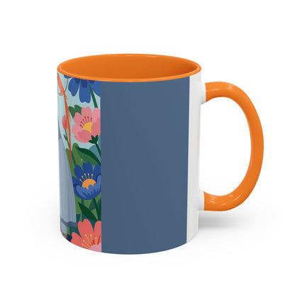 The Lady And The Mysterious Bird Colorful Mugs – Art Deco Botanical Mystery