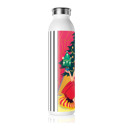 Art Deco Christmas Enchantment Slim Water Bottle