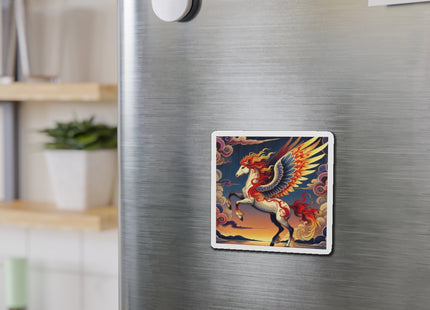 Flame-Winged Horse at Sunset Die-Cut Magnets (4 Sizes)