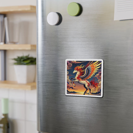 Flame-Winged Horse at Sunset Die-Cut Magnets (4 Sizes)