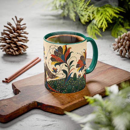 🌺🦋 The Enchanted Floral Voyage Colorful Mug – Art Deco Botanical Whimsy