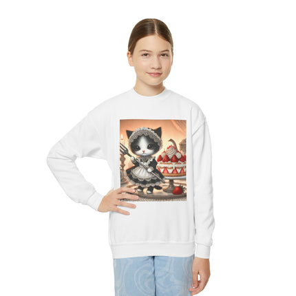 Patisserie Kitten Youth Crewneck Sweatshirt – Sweet Charm, Cozy Comfort & Storybook Delight
