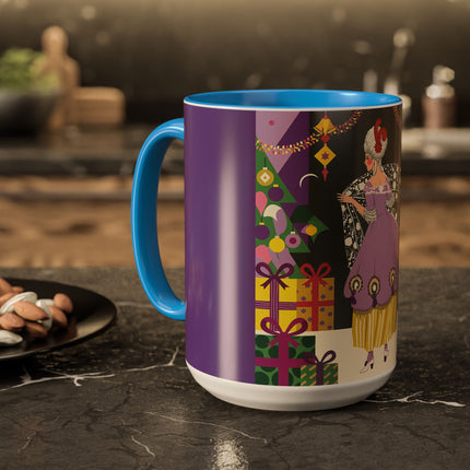 🎁✨ The Lavender Christmas Masquerade Colorful Mug – Art Deco Holiday Fantasy