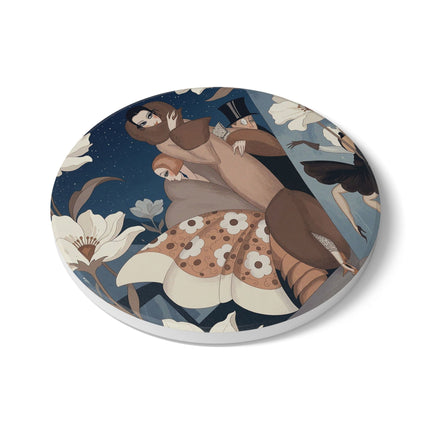 🌙🌸 The Midnight Magnolia Masquerade Ceramic Tile – Art Deco Evening Elegance