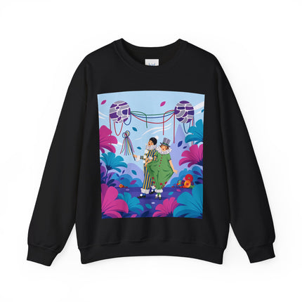 🎭🌸 The Garden Masquerade Crewneck Sweatshirt – Art Deco Floral Whimsy