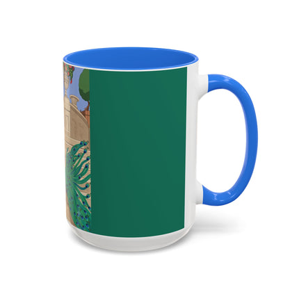 The Peacock's Admiration Colorful Mug (11oz, 15oz) – Rococo Elegance, Peacock Beauty & Garden Charm