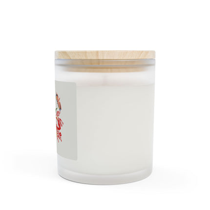 Woodpecker & Tulip Frosted Glass Candle