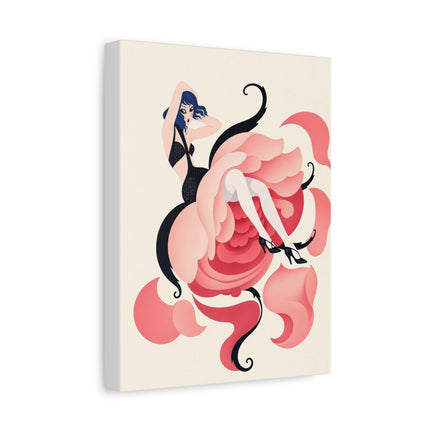 🌹🖤 The Lady Of The Blushing Rose Matte Canvas – Art Deco Fashion Illustration