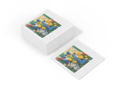 Blue Jays in a Spring Garden White Coined Napkins