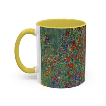 Farm Garden with Sunflowers by Gustav Klimt Colorful Mugs (11oz, 15oz)