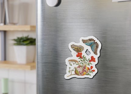 Blue Butterflies and Pomegranate by Maria Sibylla Merian Die-Cut Magnets (5 Sizes)