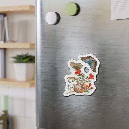 Blue Butterflies and Pomegranate by Maria Sibylla Merian Die-Cut Magnets (5 Sizes)