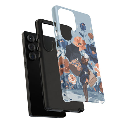 ☂️🌺 The Lady Of The Traveling Garden Phone Case – Art Deco Floral Adventure
