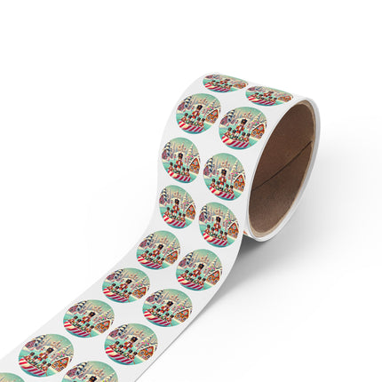 Nutcracker Candy-Striped Adventure Round Sticker Label Rolls