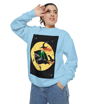 A Witch’s Moonlit Flight Unisex Garment-Dyed Sweatshirt
