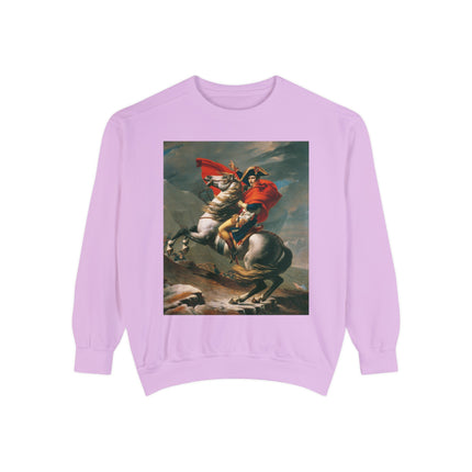 Napoleon Crossing the Alps by Jacques-Louis David Unisex Garment-Dyed Sweatshirt