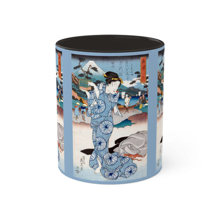 Japanese woman woodblock print by Keisai Eisen Colorful Mugs, 11oz