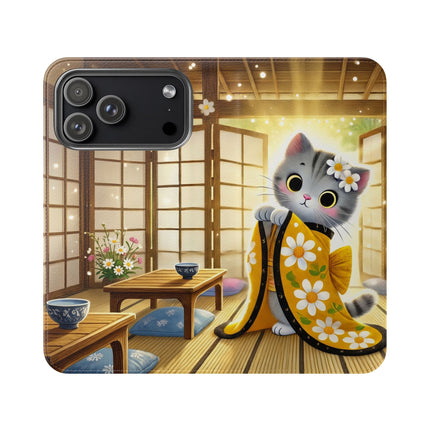 🐱🍵 Playful Kitten in the Tea Room Flip Case – Curious Charm & Cozy Whimsy