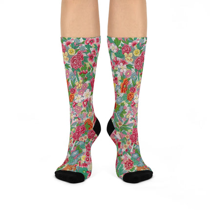 Colorful Flower Pattern by Owen Jones Cushioned Crew Socks