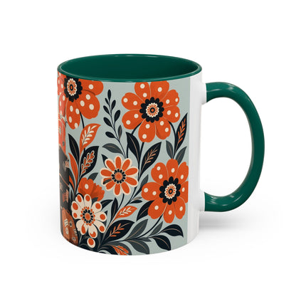 🧳🌼 The Grand Floral Voyage Colorful Mug – Art Deco Travel Elegance