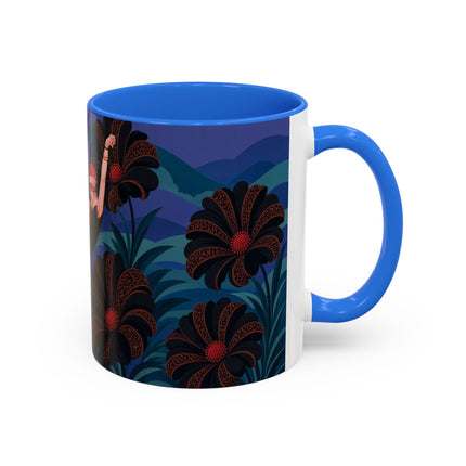 🖤🌺 The Midnight Floral Acrobat Colorful Mug – Art Deco Fashion Whimsy