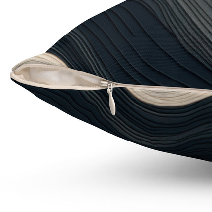 Wave Pattern in Hues of Beige, Orange, Grey, and Black Spun Polyester Square Pillow