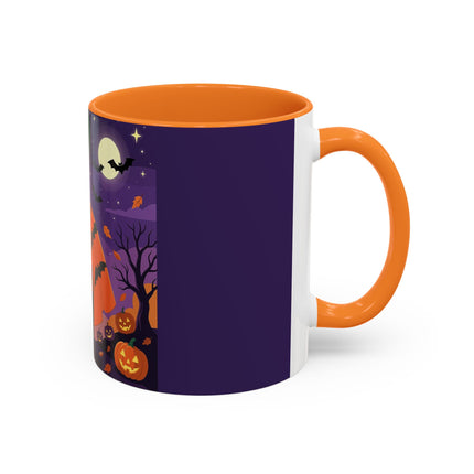 🎃🌕 The Pumpkin Moon Enchantress Colorful Mug – Elegant Halloween Masquerade