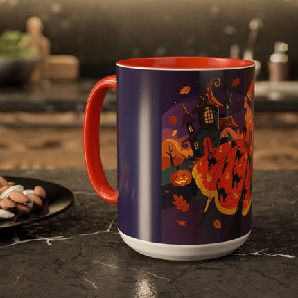 🐈‍⬛🎃 The Black Cat Witch Of Pumpkin Manor Colorful Mug – Whimsical Halloween Charm