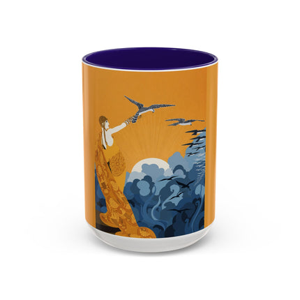Falcon Mistress Colorful Mugs – Art Deco Majesty & Mythic Freedom
