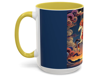 Flame-Winged Horse at Sunset Colorful Mugs (11oz, 15oz)