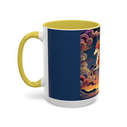 Flame-Winged Horse at Sunset Colorful Mugs (11oz, 15oz)