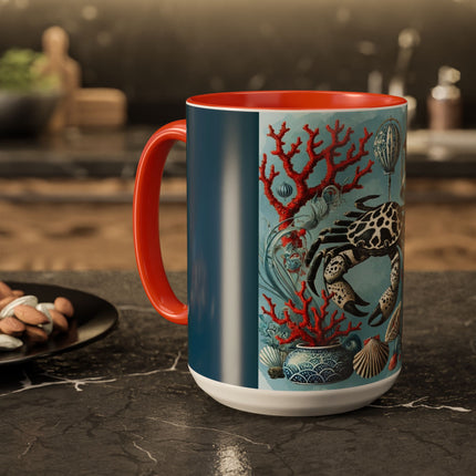 Spotted Crab & Pagoda Colorful Mug – Mystical Ocean & Asian Harmony