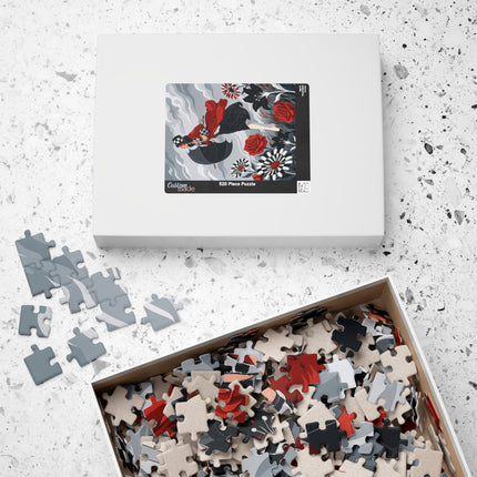 🌹☂️ The Lady In The Storm Puzzle – Art Deco Floral Drama