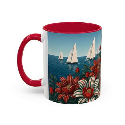 ⛵🌹 The Seaside Rose Traveler Colorful Mug – Art Deco Floral Elegance